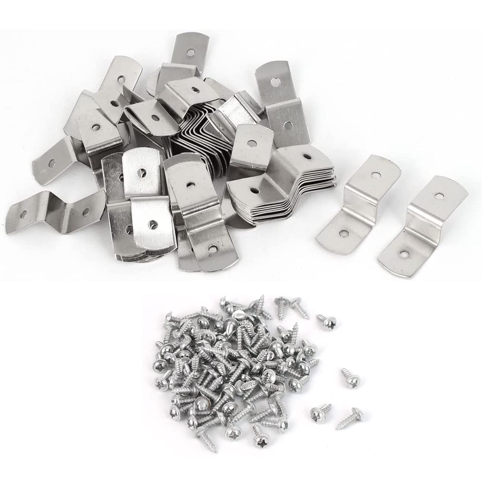 TA-VIGOR Metal Z Shape Photo Picture Frame Braces Brackets with Screws 40mm x 13mm x 11mm - Set of 50