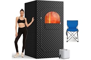 HAINAN Portable Sauna Box for Home, Personal SPA Steam Sauna with 10 Min Fast Heating & 9 Levels Heat, Warm Sauna Tent with 3L/1200W Steamer, Folding Chair, Remote Control for Body Relaxation,32" x 32" x 71"