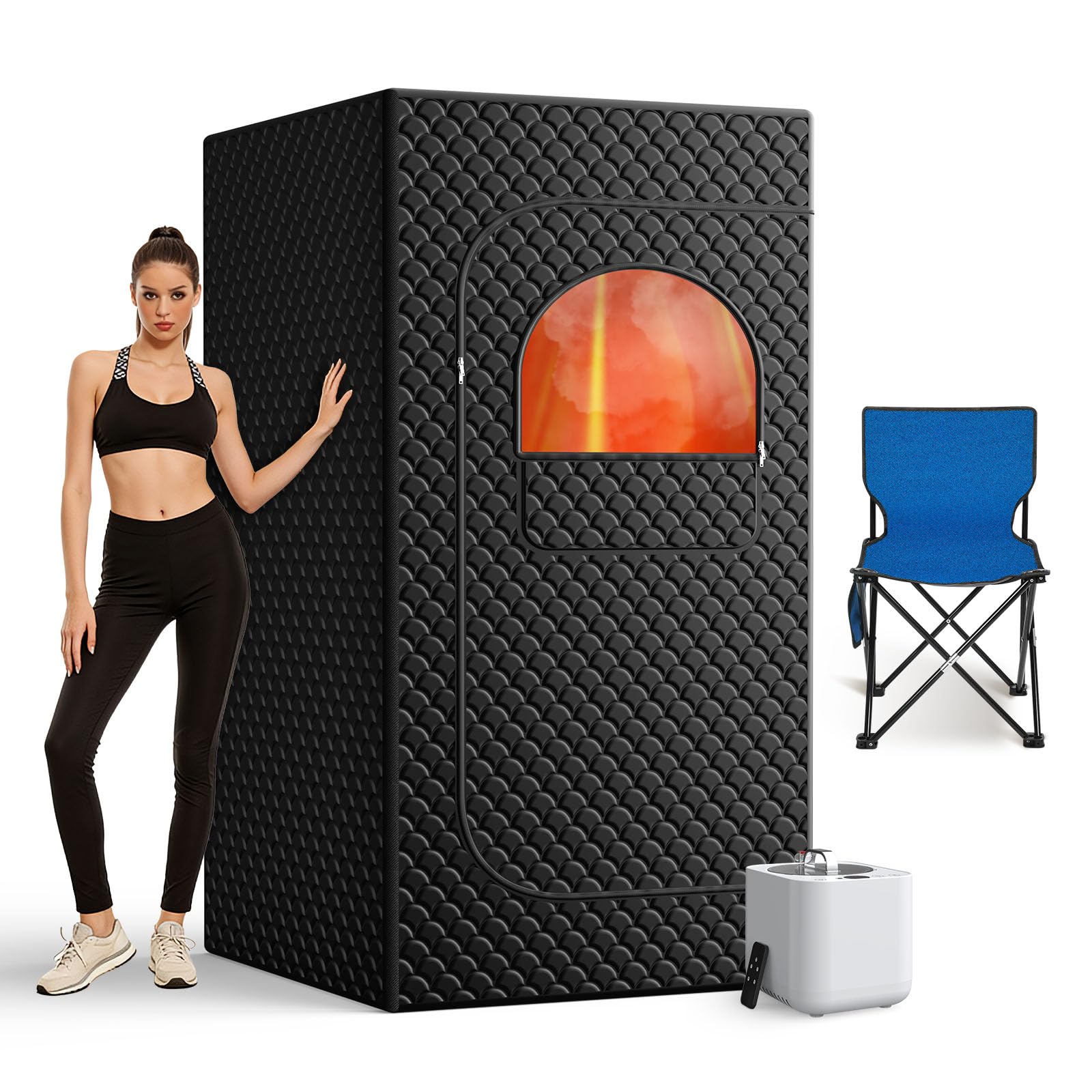 Photo 1 of **MISSING PARTS UNKOWN**
Portable Sauna Box for Home, Personal SPA Steam Sauna with 10 Min Fast Heating & 9 Levels Heat, Warm Sauna Tent with 3L/1200W Steamer, Folding Chair, Remote Control for Body Relaxation,32" x 32" x 71"