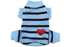 Dog Pajamas Small Dog PJs for Small Dogs Soft Stretchable Puppy Cat Striped Pajama Medium Size Pet Jumpsuit Shirt