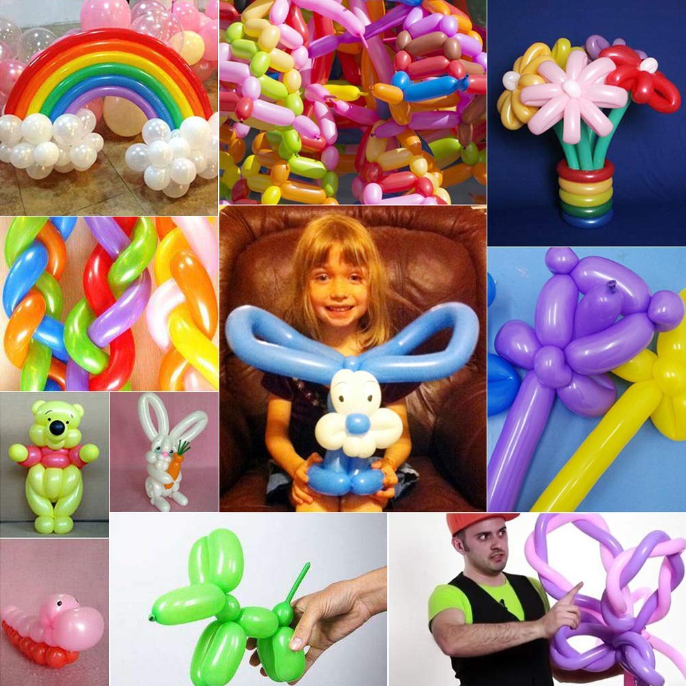 HAKACC Magic Balloons Kits,200 Pack 260Q Animal Balloons Assorted Color Thickening Latex Modeling Twisting Balloons for Animal Shape Weddings, Birthdays Clowns, Party Decorations