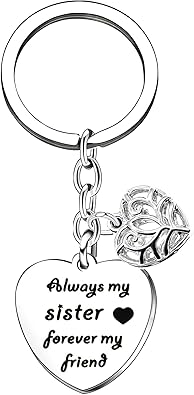Regali Di Natale Per Mia Sorella.Lauhonmin Sorella Regali Portachiavi Donne Ragazza Regali Di Compleanno A Lunga Distanza Natale Sempre Mia Sorella Per Sempre Amica Amazon It Gioielli