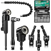 GRENPRO 19 Pcs Flexible Drill Bit Extension Kit, Includes 2 Pcs 105° Right Angle Drill Attachment, 3 Pcs Rotatable Socket Ada