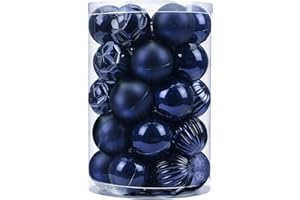 AMS 34ct Christmas Ball Mini Ornaments Party Decorations Shatterproof Festival Pendant Hangings for Xmas Tree Decor(1.57''/40mm, Dark Blue)