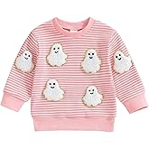 Toddler Girl Boy Halloween Outfit Pumpkin/Ghost Stripe Long Sleeve Waffle Knit Pullover Sweatshirt Fall Winter Clothes