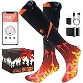 Heated Socks for Women Men, Auxemu APP Control Rechargeable Electric Heated Socks, 7.4v Fast Heating 6000mah Compact Battery Feet Warmer for Winter Outdoor Hunting Fishing Skiing
