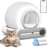 Self Cleaning Cat Litter Box, 65L+ 9 L Extra Large Robot Automatic Litter Box for Multiple Cats, APP Control, Deodorization with 1 Odor Eliminator, 3 Rolls Litters Bags
