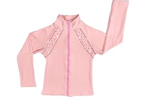 JoyCan Girl's Ice Skating Training Jacket Plush Warm Thick Top with Rhinestone Decoration Skating Training Clothes