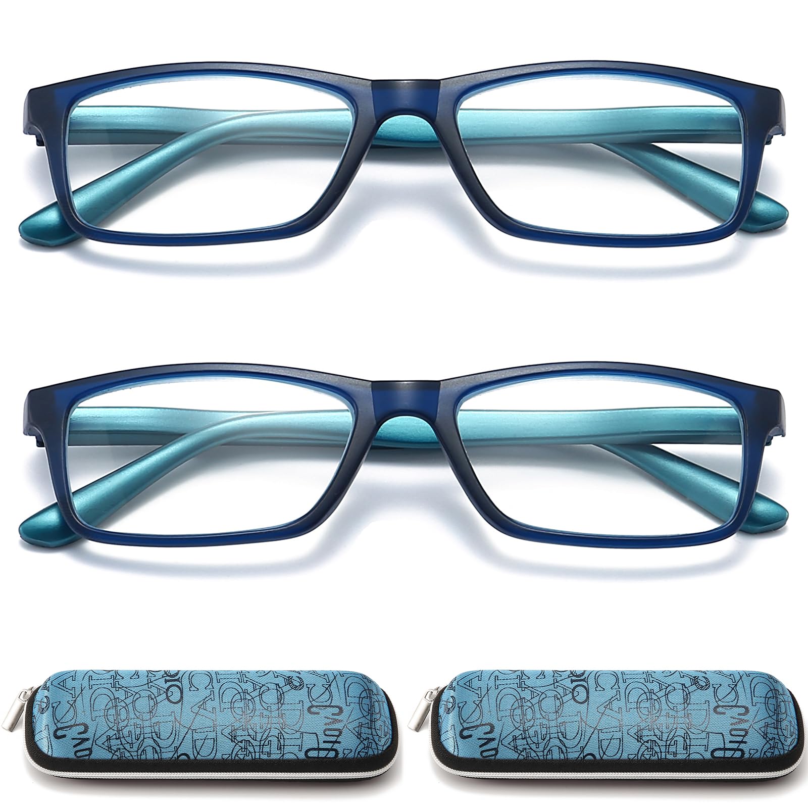 Photo 1 of RaoOG Reading Glasses Men Women Blue Light Blocking - 2 Pack Ladies Blue Screen Readers Lightweight Eyeglasses Choose Your Magnification +2.5