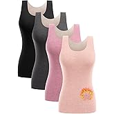 Mexholin 4/5 Pack Thermal Tank Tops Women Fleece Lined Underwear Tops Camisoles Sleeveless Undershirt Warm Base Layer Vest