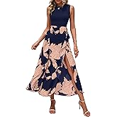 BTFBM Women Casual Sleeveless Summer Dresses 2026 Spring Crewneck Patchwork Boho Floral Ruffle Cocktail Party Midi Dress