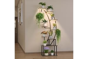 VEVOR Plant Stand Indoor with Grow Lights, 63 in Tall 9-Tier Lighted Plant Shelf, Metal Corner Plants Holder, 3 Timer & 10 Br