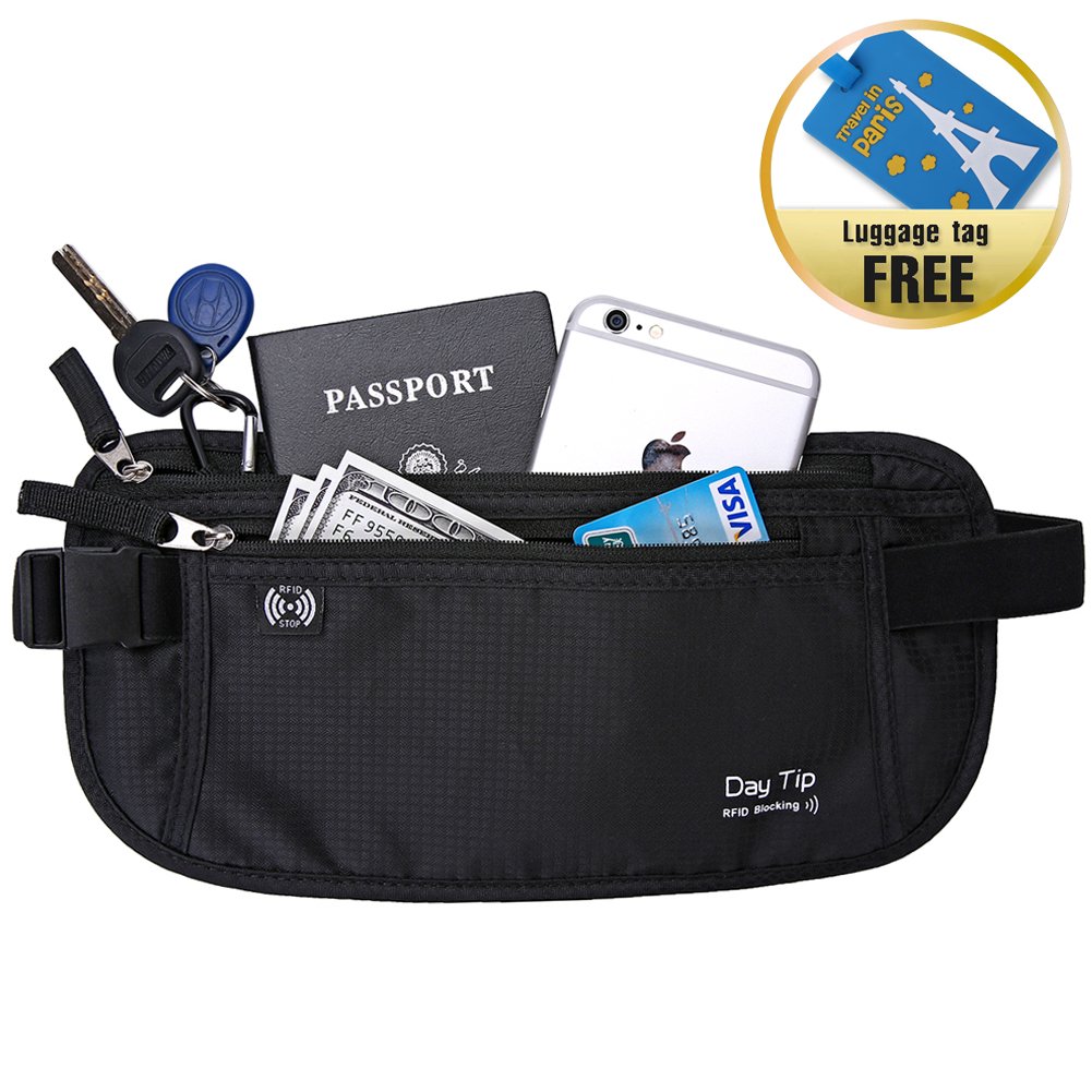 Money Belt Passport Holder Secure Hidden Travel Wallet with RFID