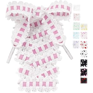 Puzeam 2 Pairs Lace Elastic Shoelaces, 15mm Shoe Laces | Lace edged no tie flat laces, easy slip on & cute decorative design;
