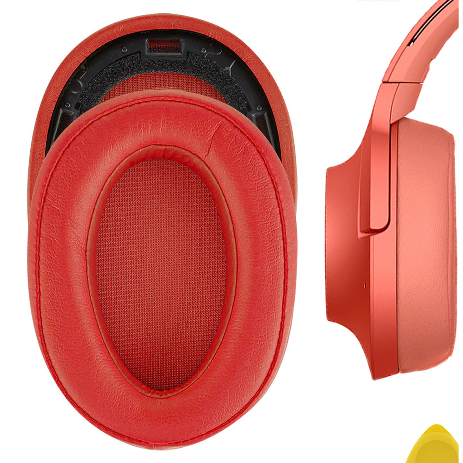Geekria Replacement Ear Pads for Sony MDR-100ABN, WH-H900N Headphones Ear Cushions, Repair Parts (Red)
