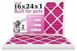 Colorfil 16x24x1 Air Filter (2-Pack) | Made in the USA | Color Changing | Remove Cat and Dog Odor | MERV 8 for Pet Hair Dander and Dust | 15.5"x23.5"x0.75" Exact Size