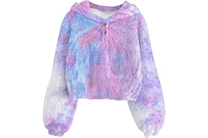 TUONROAD Girl's Fuzzy Hoodies Warm Loose Button Pullover Oversized Sherpa Jacket Coat