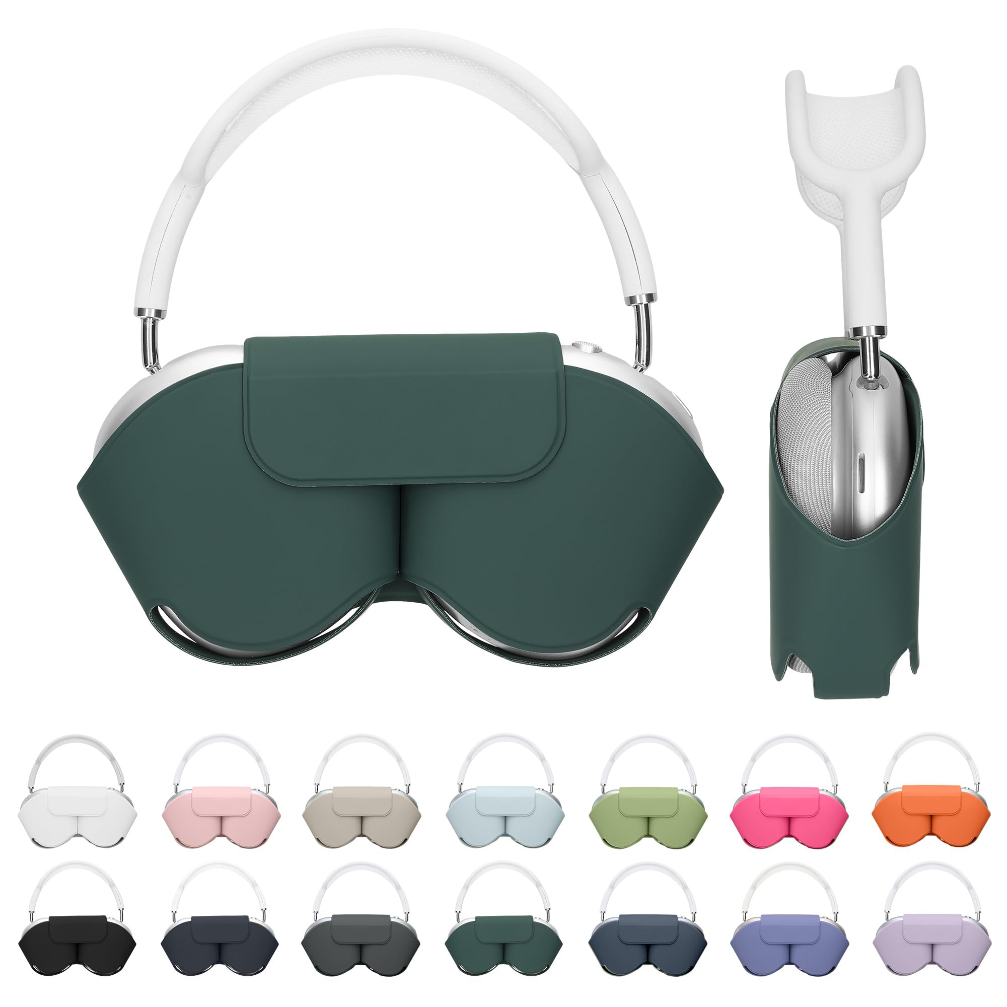 kwmobile Cover for Apple AirPods Max/AirPods Max 2 Case - Sleep Mode Compatibility - Polyester Case for Headphones - Green — image 1