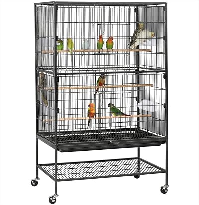 Yaheetech 132cm Large Parrot Bird Cage with Stand Wheels Black