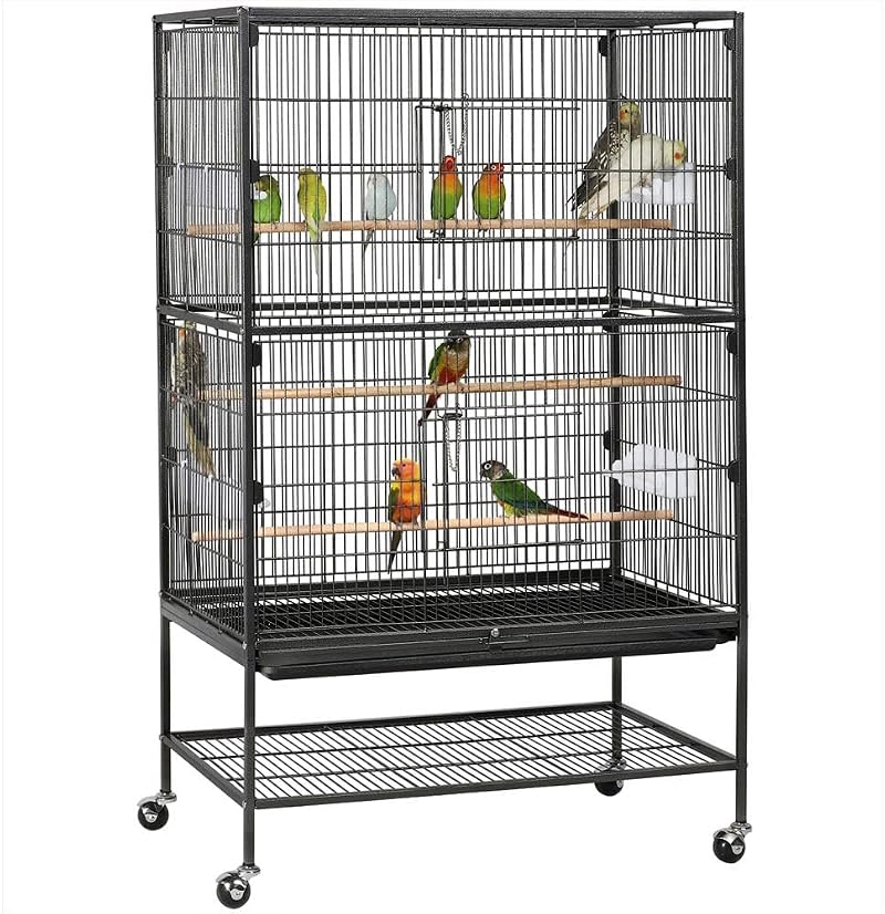 Yaheetech 132cm Large Parrot Bird Cage with Stand Wheels Black