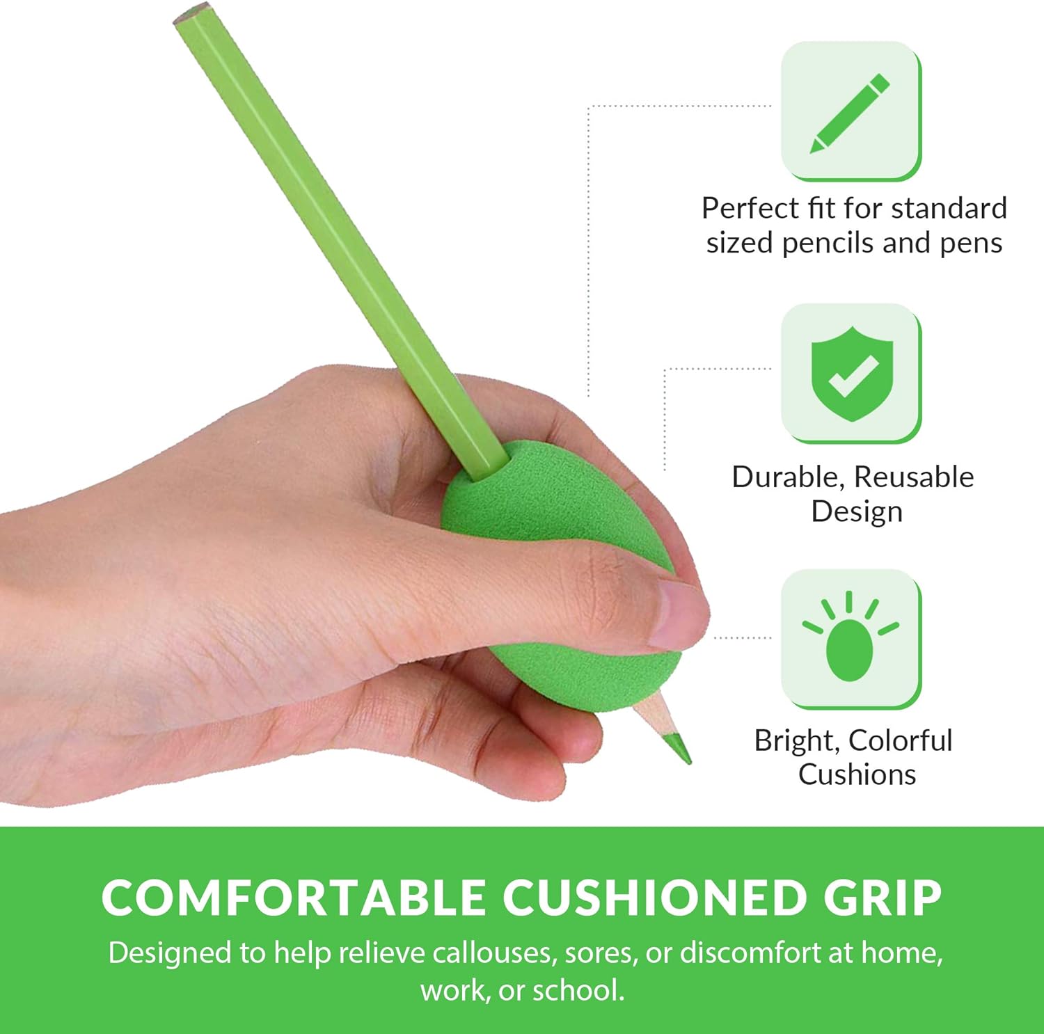 Special Supplies Egg Pencil Grips for Kids and Adults Colorful, Cushioned Holders for Handwriting, Drawing, Coloring - Ergonomic Right or Left-Handed Use - Reusable (12-Pack): Health & Personal Care