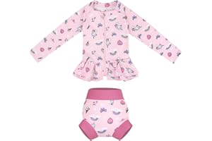 MooMoo Baby Toddler Swimsuits, Rash Guard Sets, 2-Piece Swimwear, Long Sleeve Top & Swim Diaper