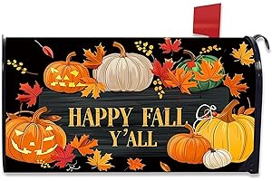 NANIKORE Happy Fall Pumpkin Magnetic Mailbox Autumn Harvest Thanksgiving Magnetic Waterproof Mail Wraps for Outdoor Yard Garden Standard Mailbox Decor 21x18 in