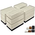 ANNKUT Furniture Risers 4 Inch, Heavy Duty Furniture Elevator in Heights of 1.5, 3 or 4 Inch，Rectangle Raising Blocks for Bed, Couch, Desk, Sofa, Tables,Support Up to 1,300 Lbs (4 Pack-Apricot)