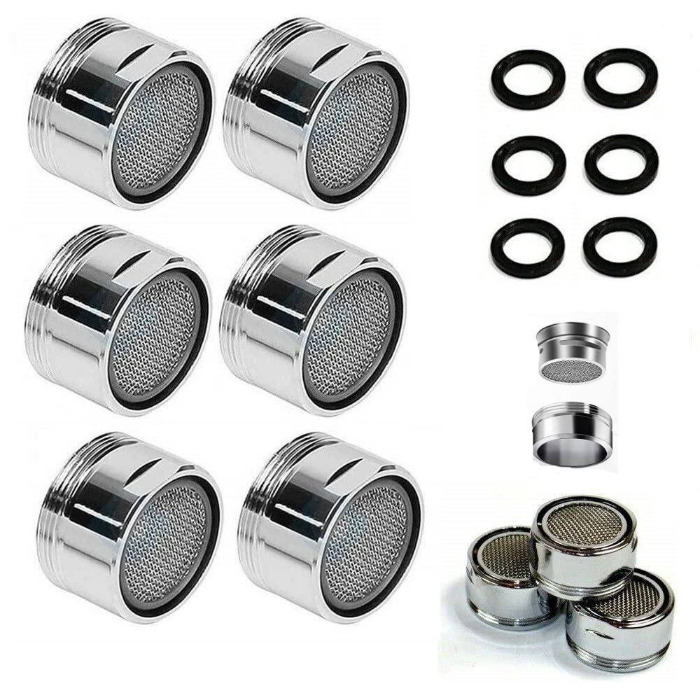 Aerator Tap Filters M24 Sink for Bathroom and Kitchen - 6 Stainless Steel and ABS Filter with Gaskets and Chrome Key