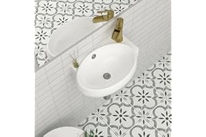 Mocoloo Wall Mounted Bathroom Sink Right Corner Floating Sinks with Faucet Hole 16" White ADA Compliant Ceramic Bathroom Sink Wall Hung Porcelain with Overflow Hole Hand Basin
