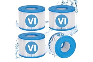 LVJUSEN® Type VI Hot Tub Filter Replacement Compatible with Coleman SaluSpa 90352E/58323E/58323, Bestway, Lay-Z-Spa Pool Pump-4 Pack