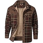 Haellun Men's Long Sleeve Sherpa Lined Shirt Jacket Flannel Plaid Fleece Coats