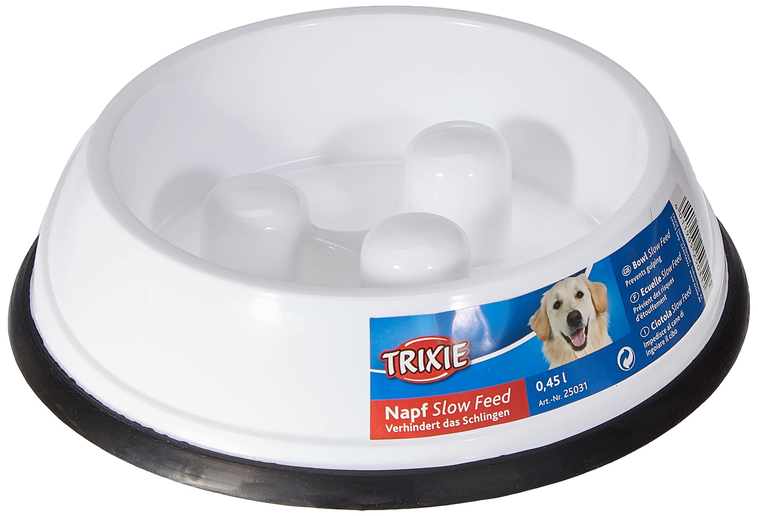 Trixie Slow Feed Plastic Dog Bowl 0.45 Liter (Pack of 1)