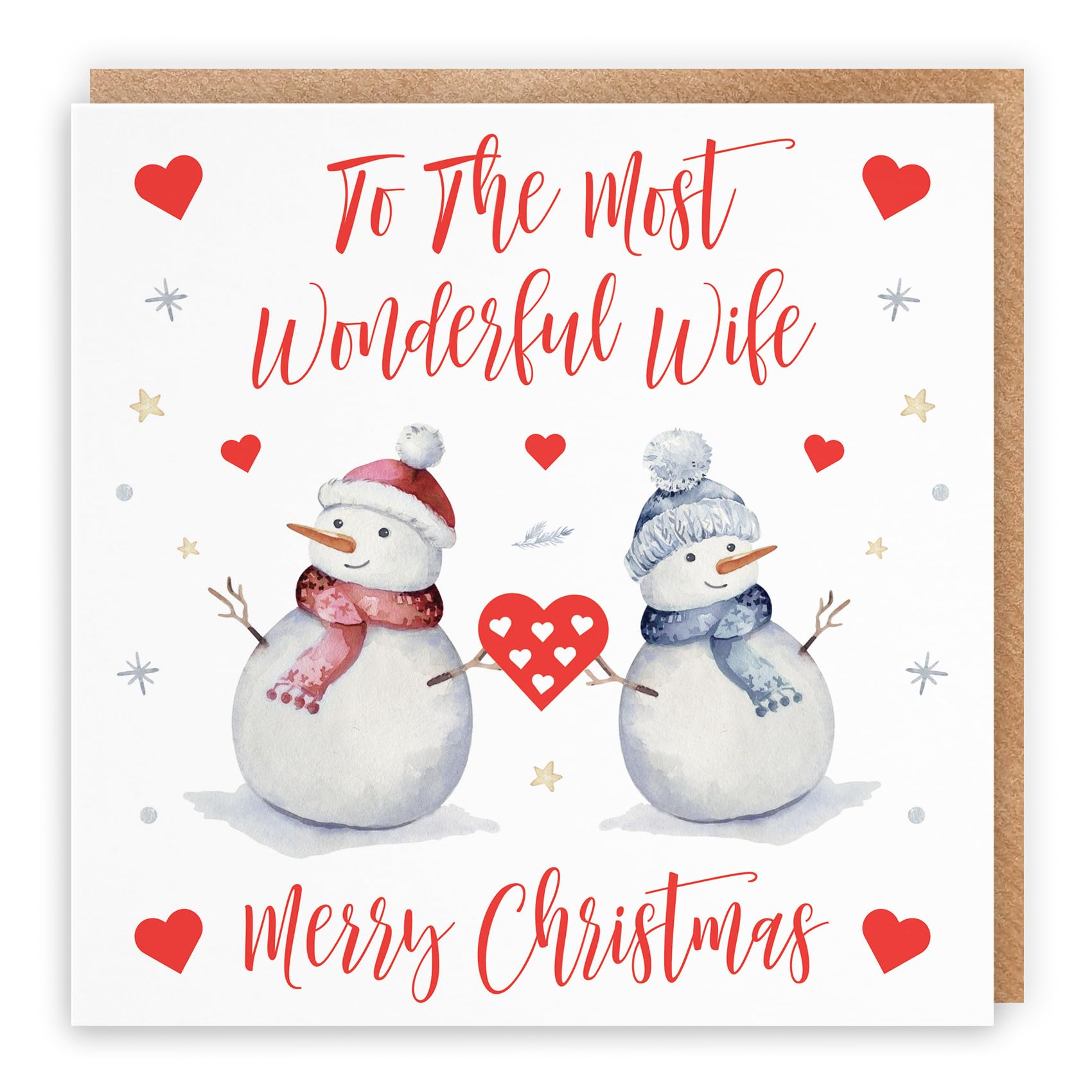 Hunts England - Wife Christmas Card - To The Most Wonderful Wife - Merry Christmas - Snowman Collection - Fun Xmas Card — image 1