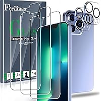 Ferilinso Designed for iPhone 13 Pro Screen Protector, 3 Pack HD Tempered Glass with 2 Pack Camera Lens Protector, Case…