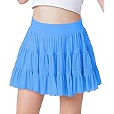 Girls Summer Mesh Ruffle Pleated Tennis Skirts Inner Shorts Flowy Cheer Running Athletic Skorts with Pockets 5-14 Years