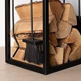 Charles Bentley Log Holder & Tool Set Black Iron Matte Fireside Companion 10kg view 3