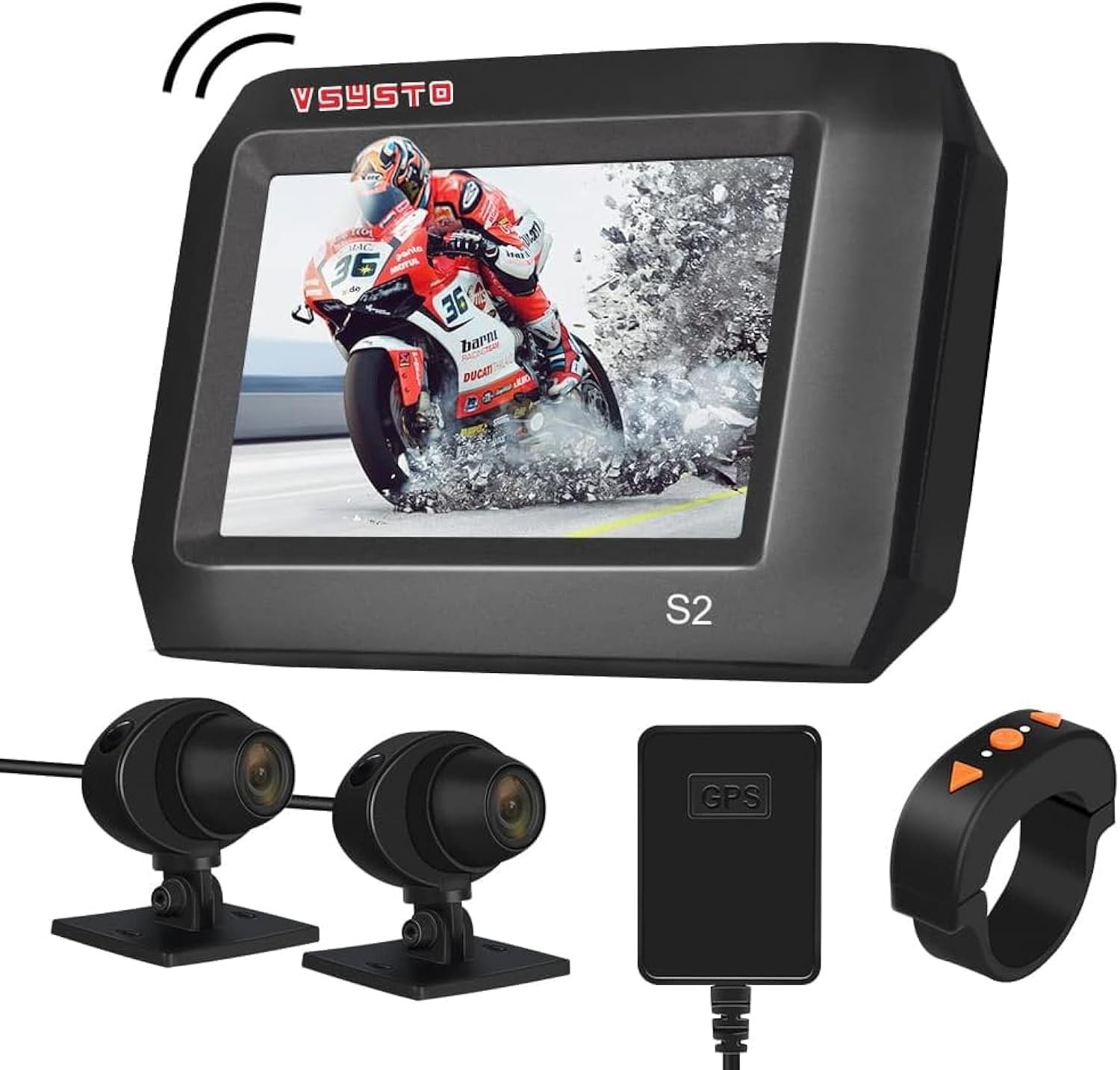 VSYSTO Motorcycle Dash Cam, 130° Wide Angle Motorcycle Camera Front and Rear 1080P, 3'' Screen Waterproof Bike Dash Cam with WiFi, Night Vision, GPS, 24H Parking Monitor, G-Sensor