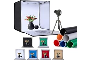 ZKEEZM Light Box Photography 20"x20" with 80LED Lights and 6 Color Backdrops Photo Box with Lights, Foldable Light Box with Adjustable Brightness, 6000-6500K Dimmable Portable Picture Box Shooting