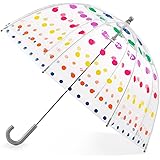 totes Kid's Clear Bubble Umbrella with Easy Grip Handle, Dots