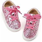 GINFIVE Toddler Girls Sneakers Little Girls Slip On Shoes Glitter Sneakers Toddler