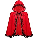Sdfvsdg Velvet Red Riding Hooded Velvet Cloak Halloween Christmas Short Cloak Fancy Cape Fairytale Costume
