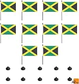 AZ FLAG Set of 10 Jamaica Table Flags 5x8 inches 21x14 cm with 10" Pole view 5