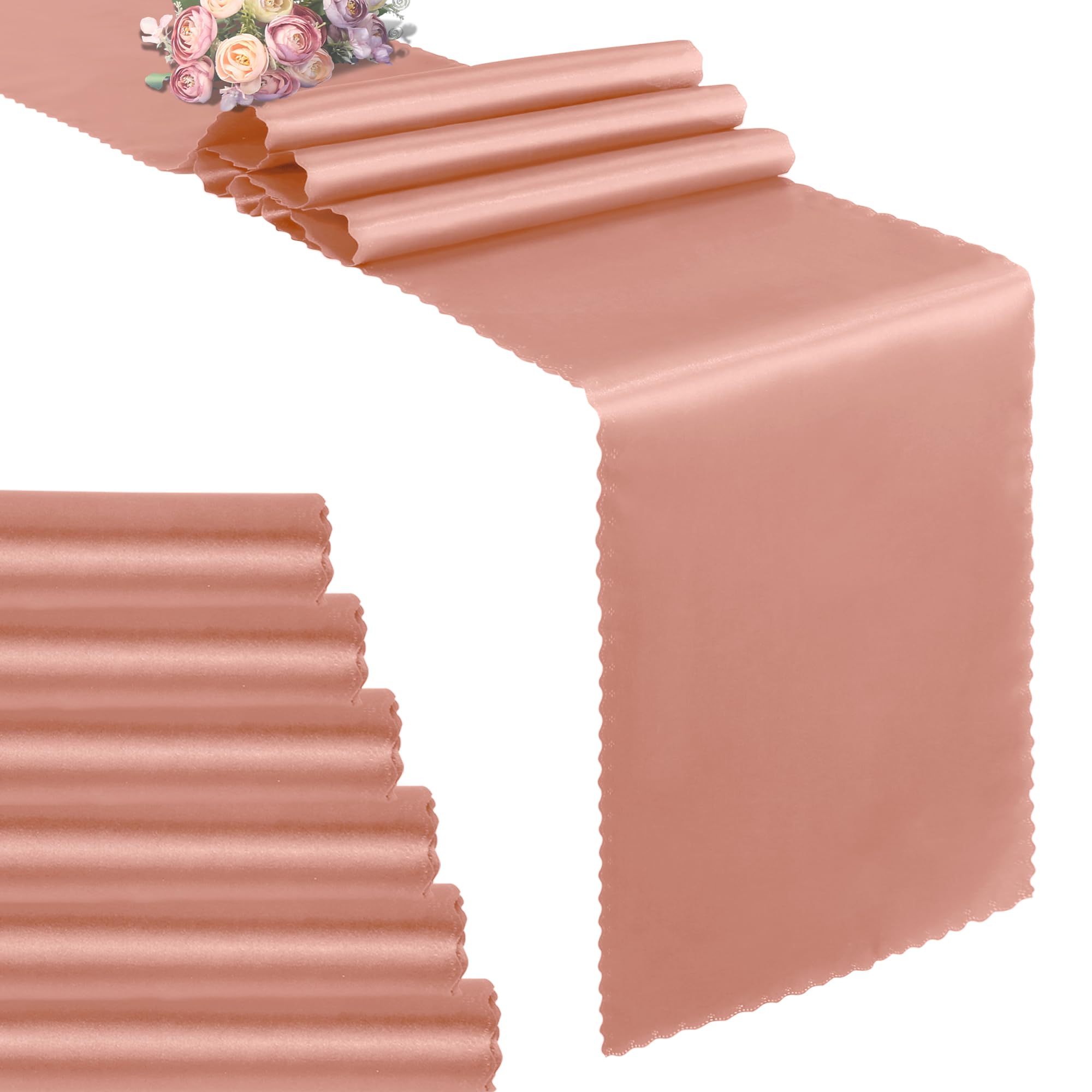 Photo 1 of VACVELT 6 Pack Satin Table Runners - 12 x 72 Inches Long, Rose Gold Table Runners for Wedding, Birthday Party, Banquet, Graduation, Engagements