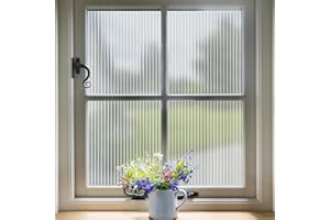 FEOMOS Reeded Glass Film, Window Privacy Film, 3D Glass Decals Film, Decorative Film for Window Door Cabinet Non Adhesive Anti UV 17.7 x 78.7 inches