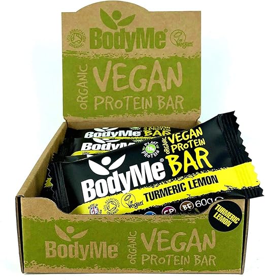 BodyMe ORGANIC Vegan Protein Bar Raw Turmeric Lemon 12 x 60g Vegan