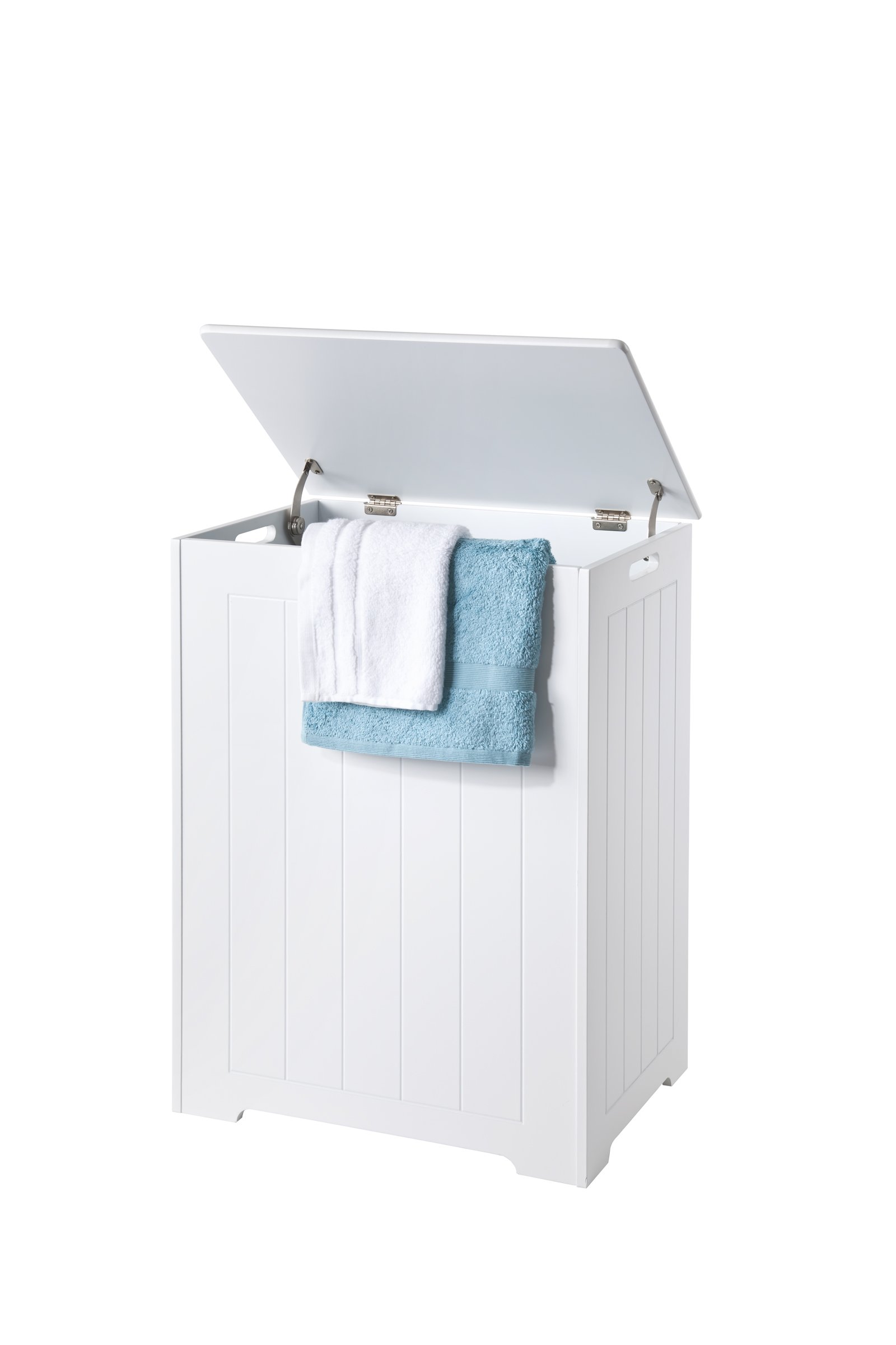 Costway Wooden Laundry Bin Meet Daily Laundry Needs White Chest Storage Basket Cabinet Box With Smooth Painted Surface Large Storage Capacity