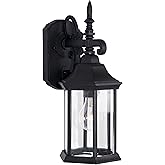 DESIGNERS FOUNTAIN Devonshire Outdoor Light Fixture, 14 Inch Exterior Wall Lantern Sconce for Front Door, Patio and Porch, Bl