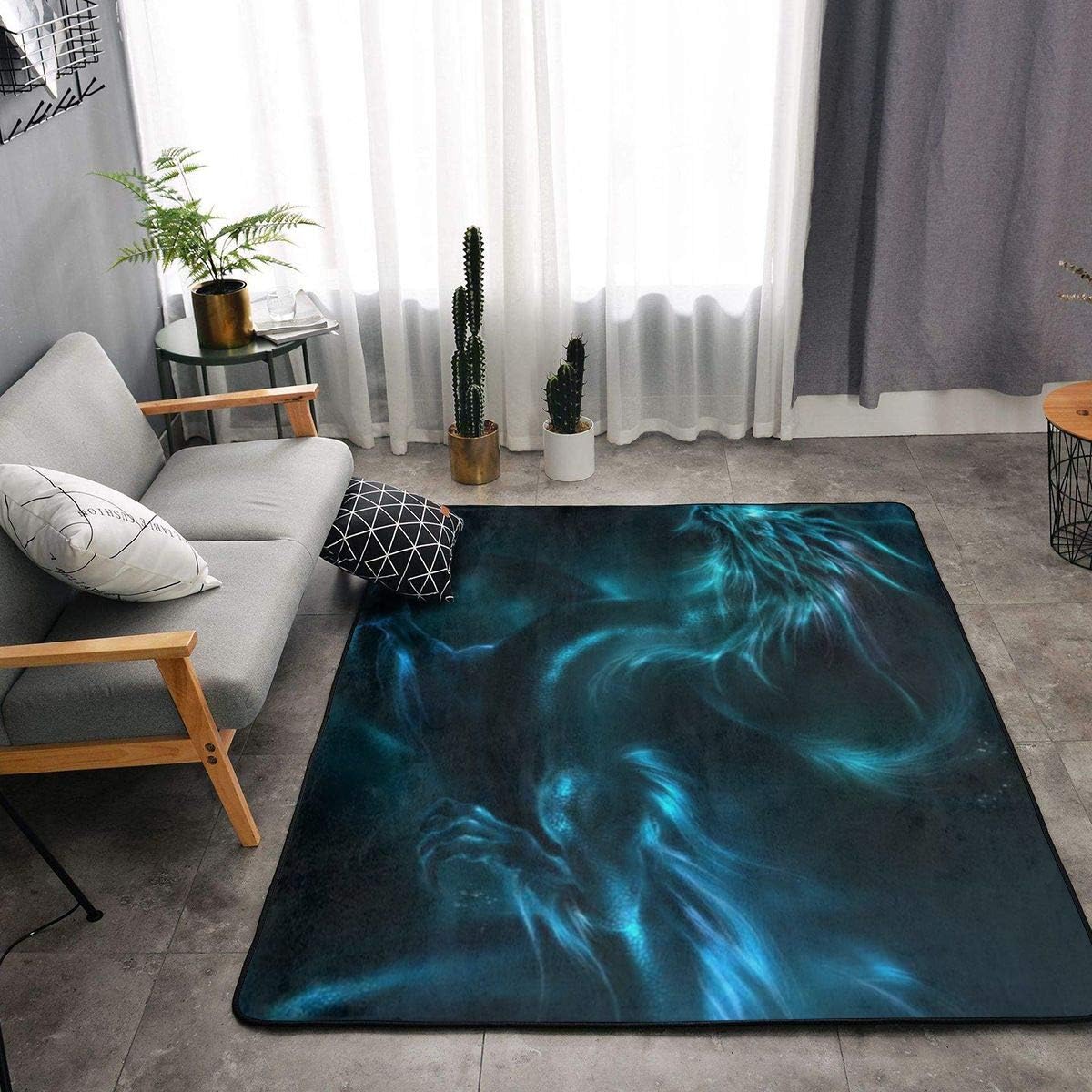 Blue Dragon Black Kitchen Rug Memory Foam Floor Pad Rugs with Non-Slip Rubber Backing, Fast Dry Throw Bath Rugs Standing Mat Home Decor Cozy Nursery Rugs