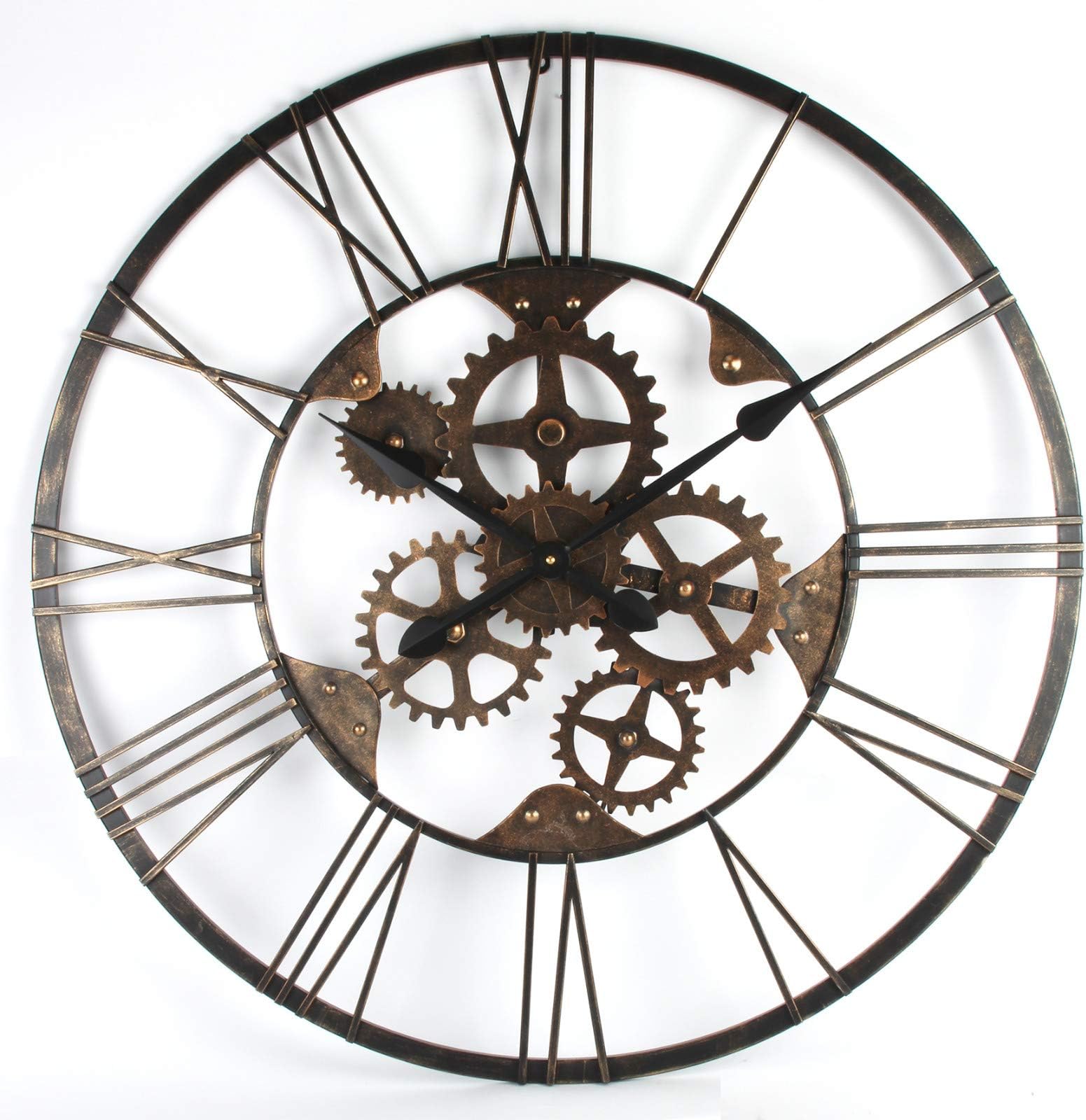 Industrial Style Round Metal Skeletal Design Cut Out Wall Clock 80cm